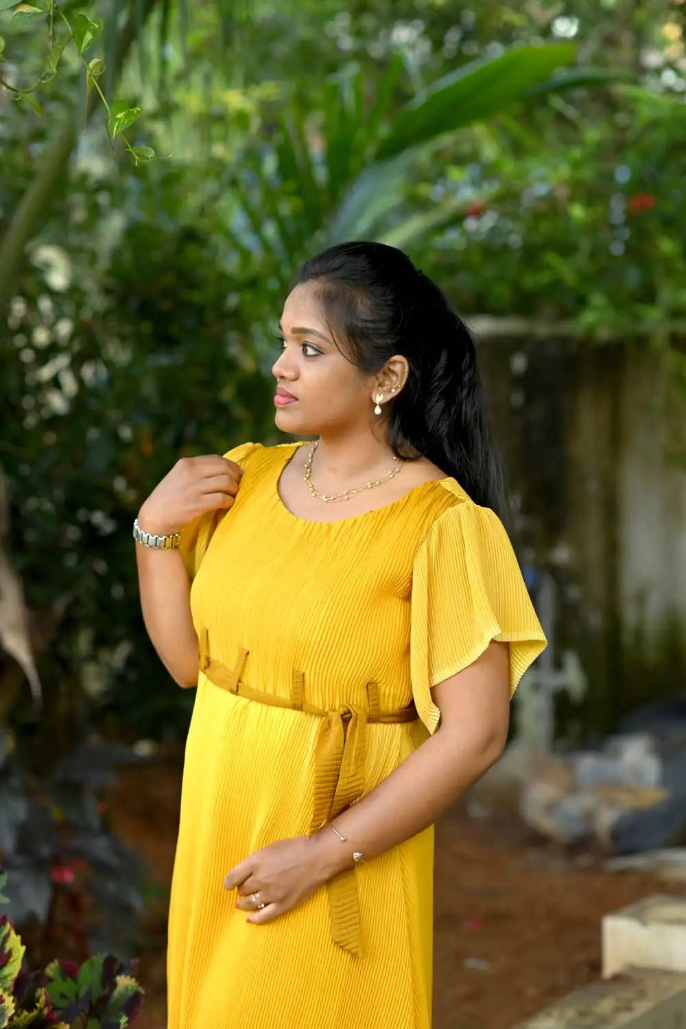 INDO WESTERN FROCK-MUSTARD YELLOW