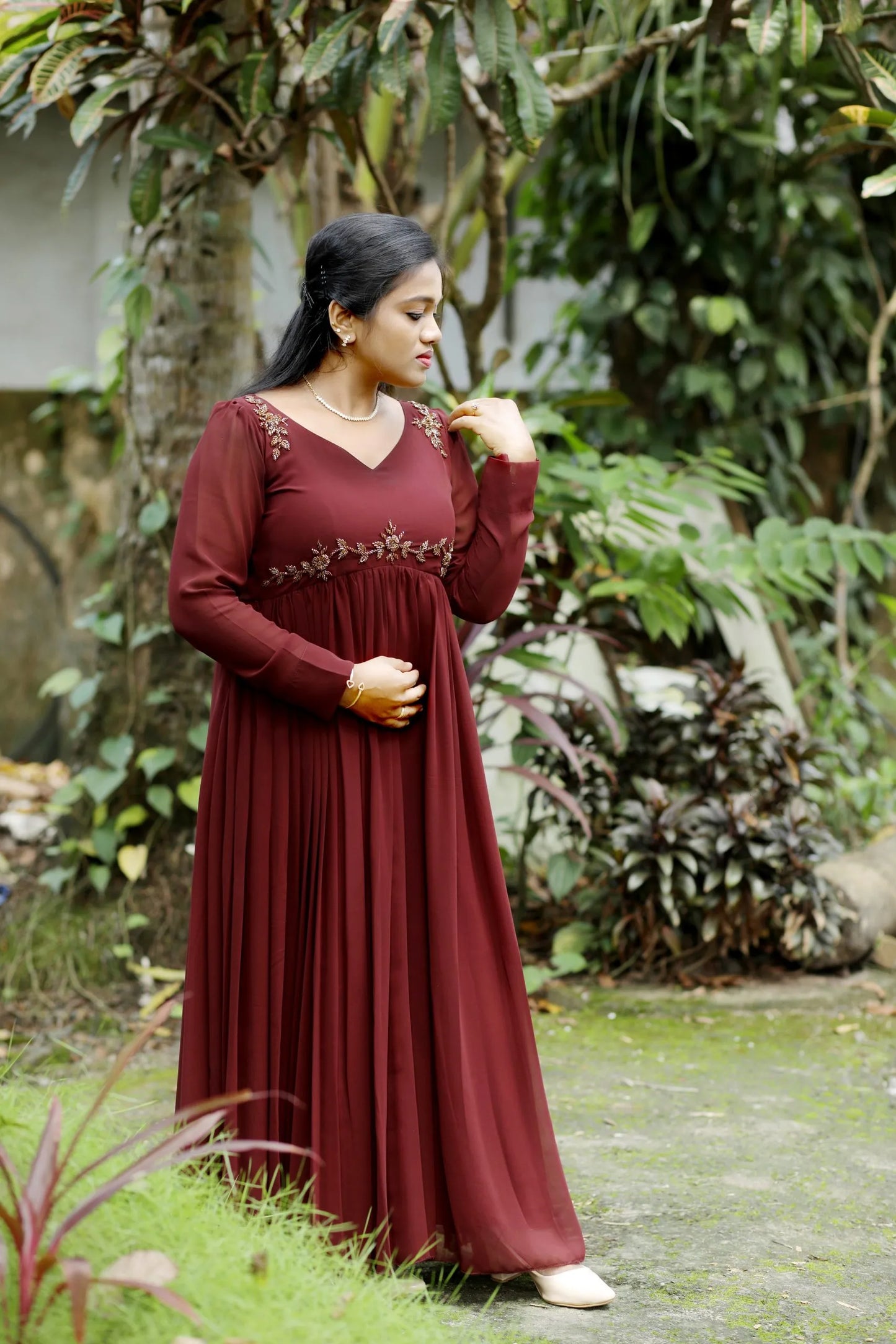 GOWN-GATHERS-COFFEE BROWN