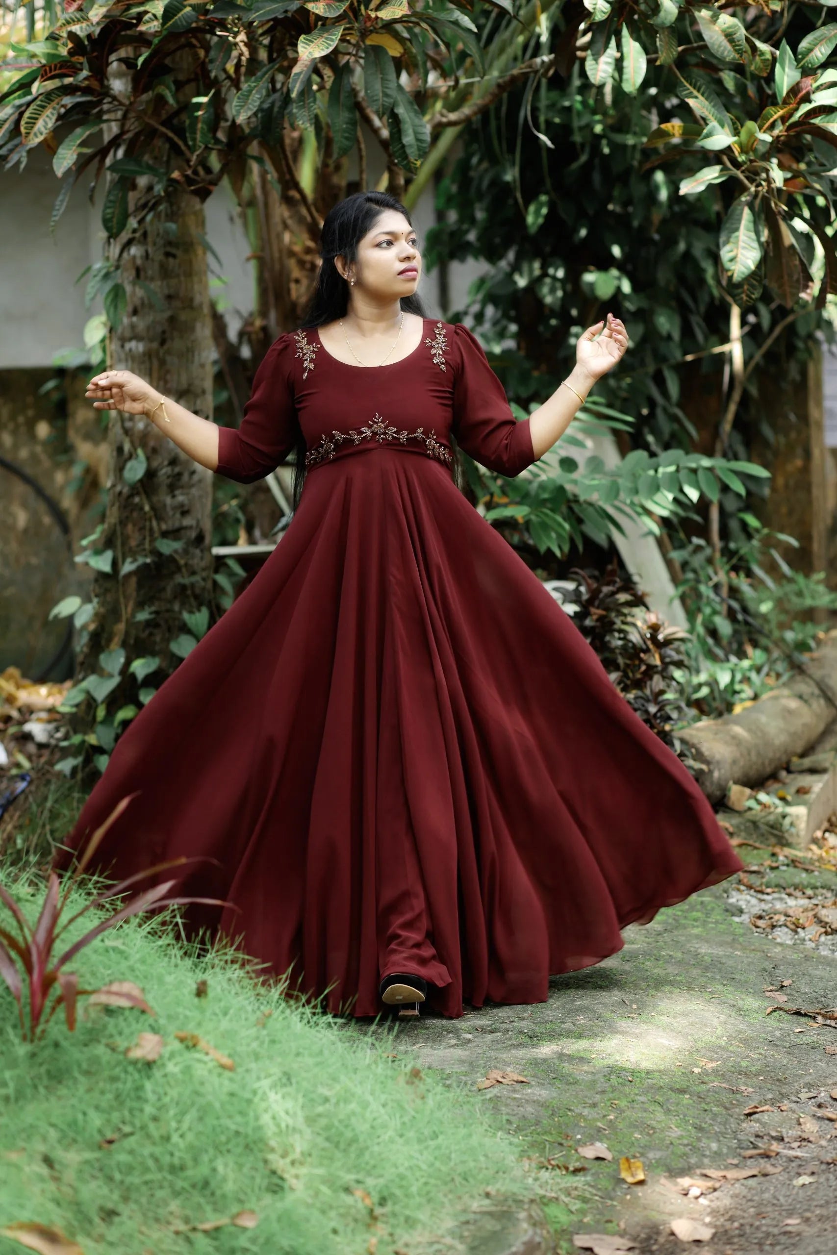 GOWN-UMBRELLA-COFFEE BROWN Mudhra Design GOWN-UMBRELLA-COFFEE BROWN Mudhra Design