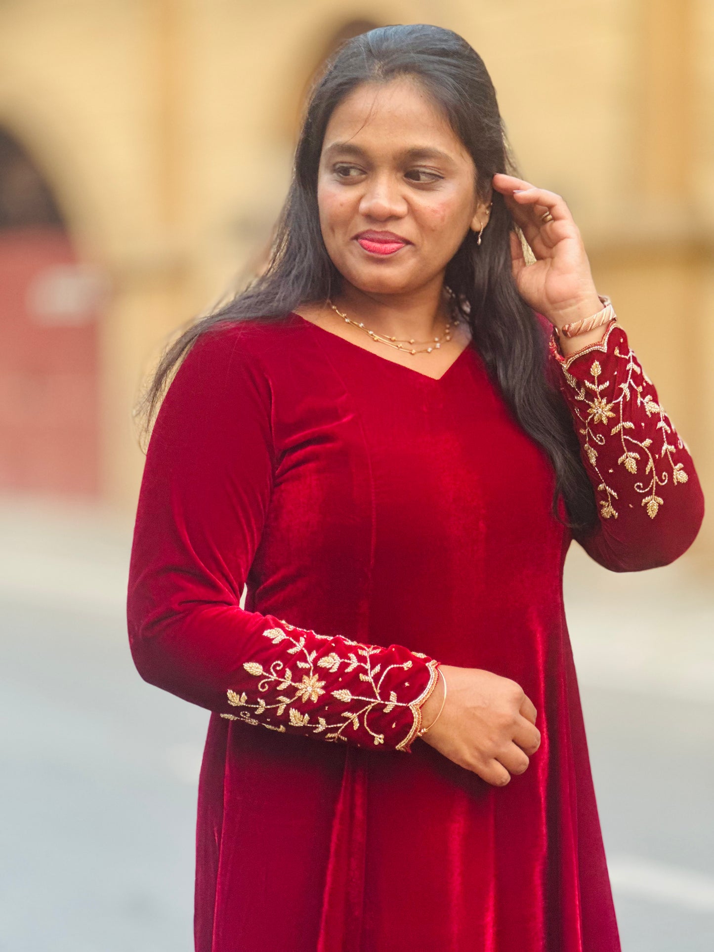 Red Velvet Kurti