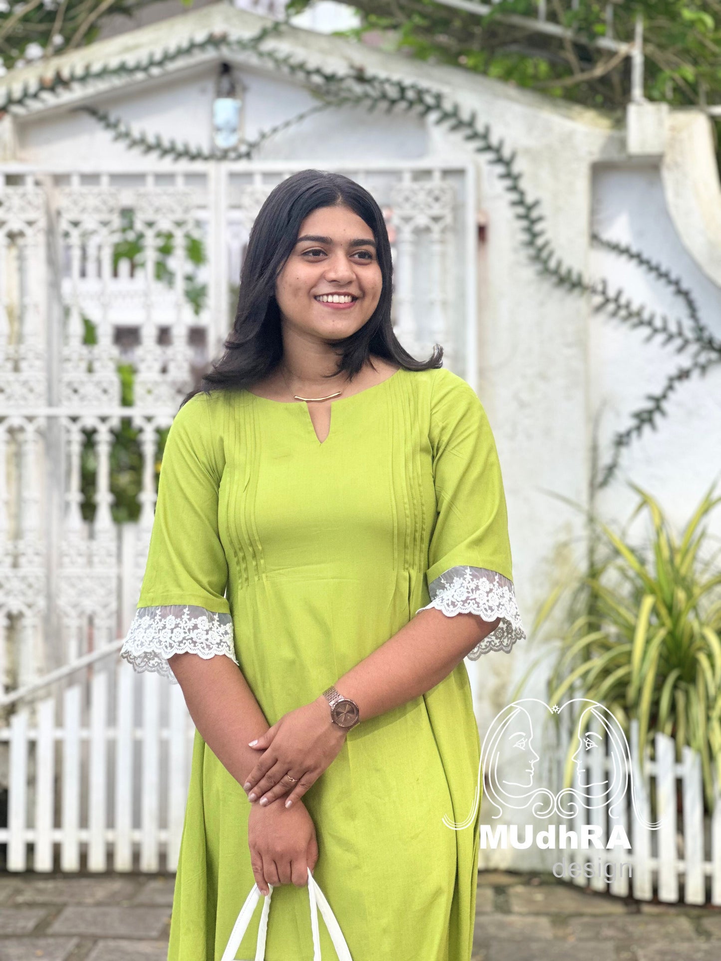 Frock-Rayon-Leaf Green (A-Line)