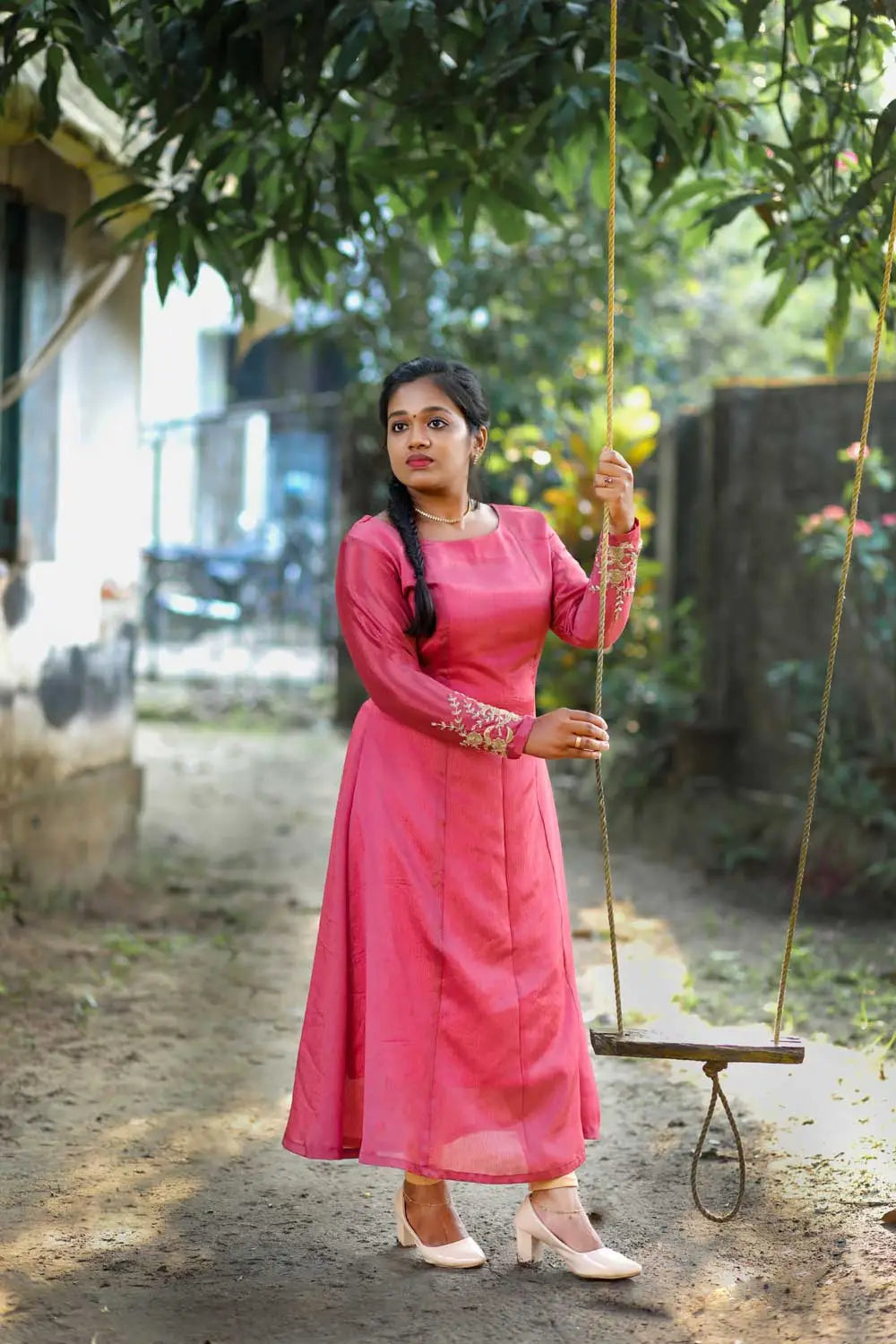 3 PANEL KURTI-COPPER PINK