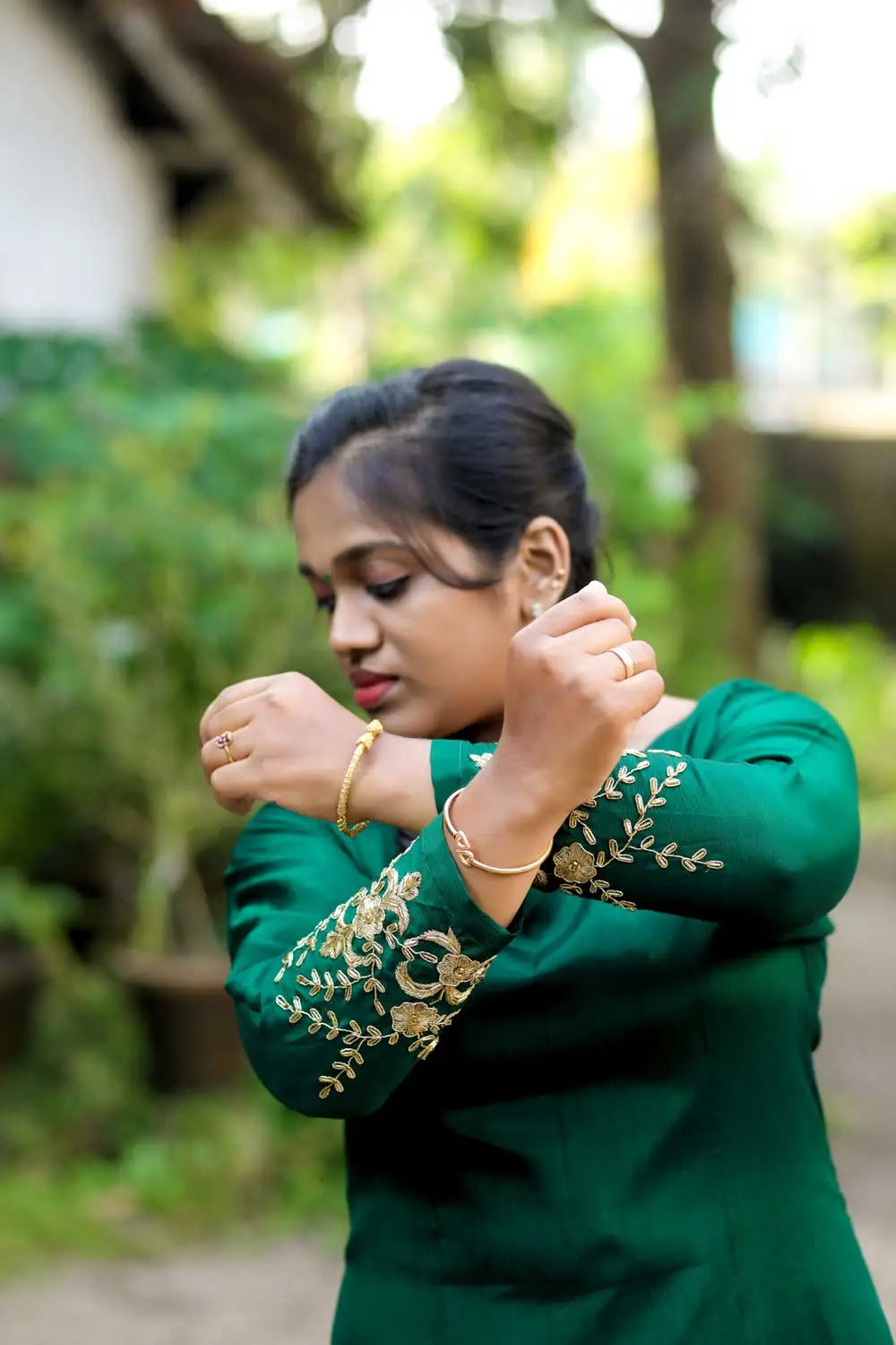 3 PANEL KURTI-DARK GREEN