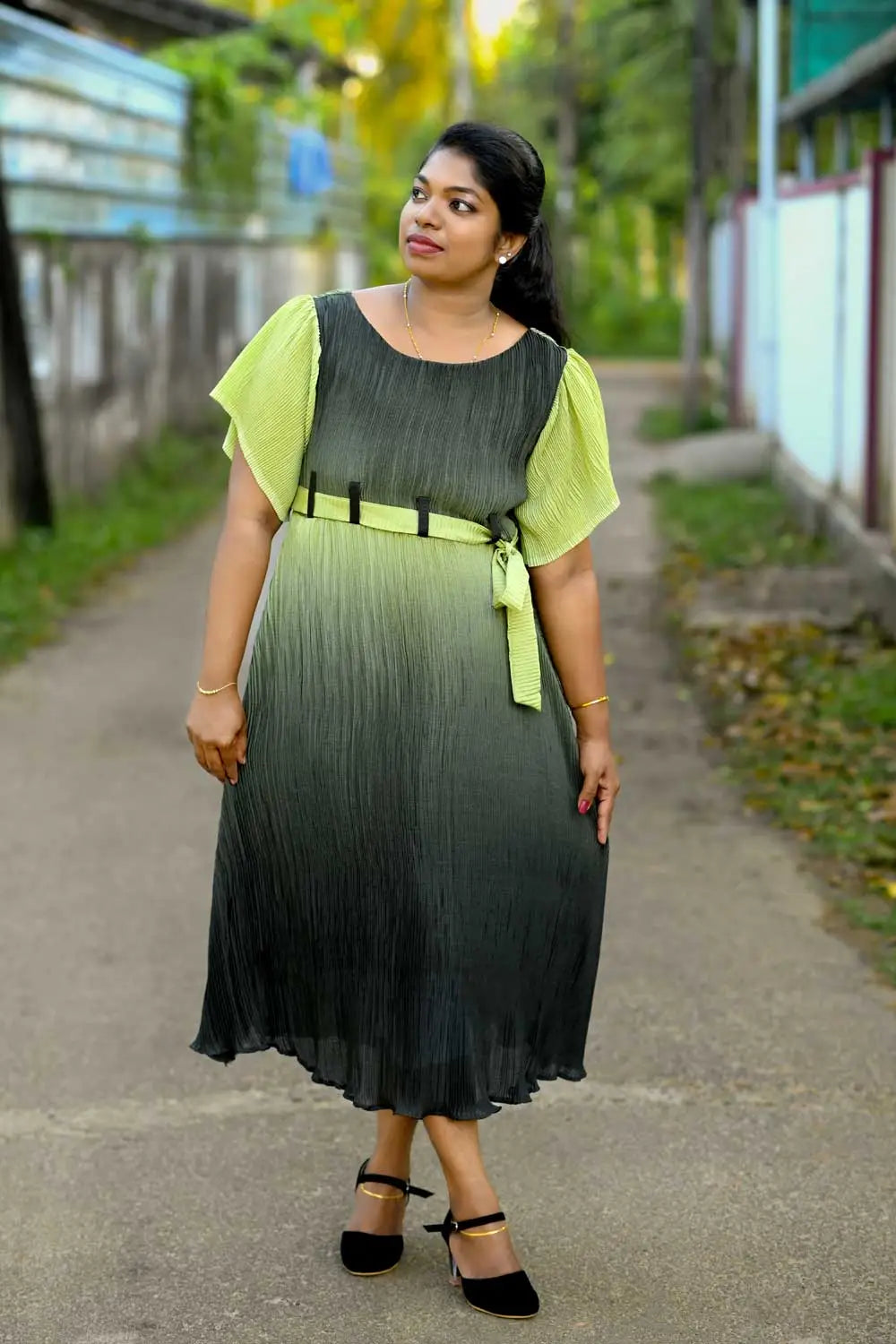 INDO WESTERN FROCK-PISTA GREEN