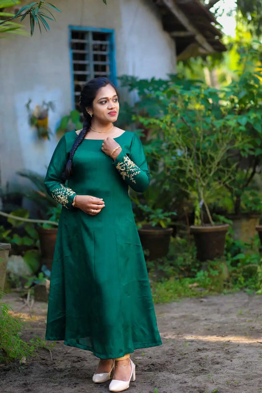3 PANEL KURTI-DARK GREEN