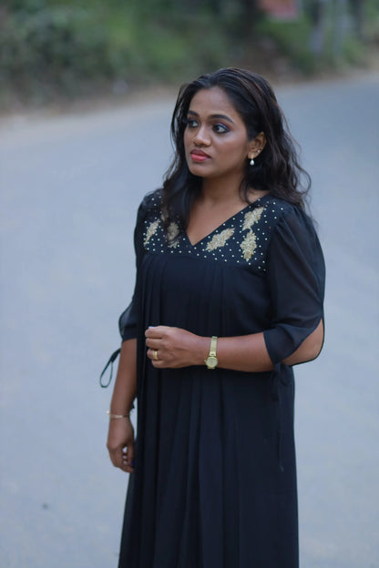 A Line with Side Gathers(Black)