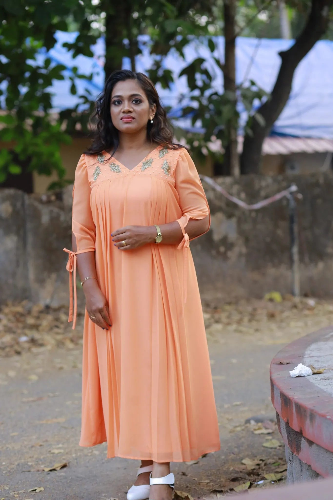 A Line with Side Gathers(Orange)