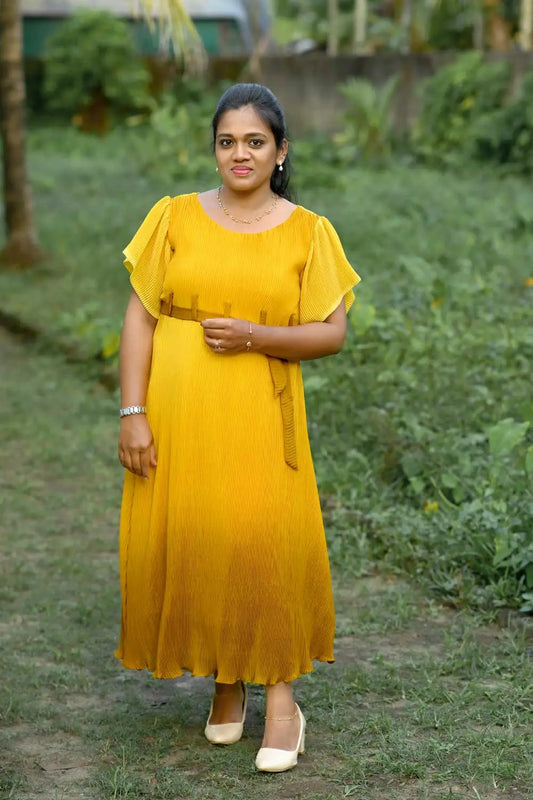INDO WESTERN FROCK-MUSTARD YELLOW