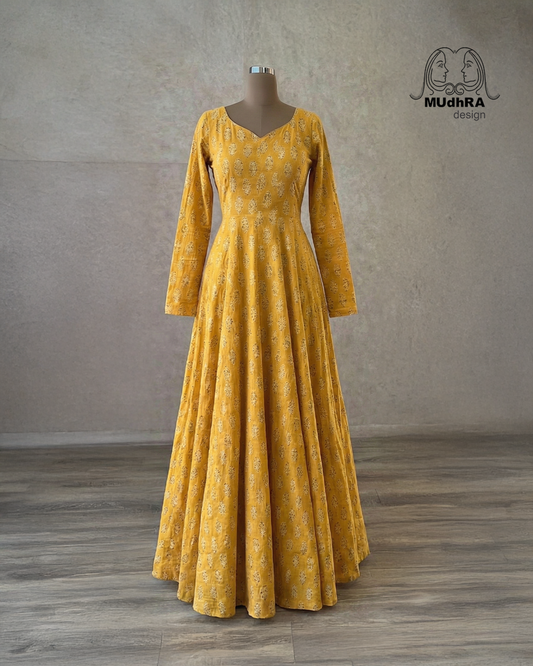 Mustard Yellow 16-Panel Cotton Kurti