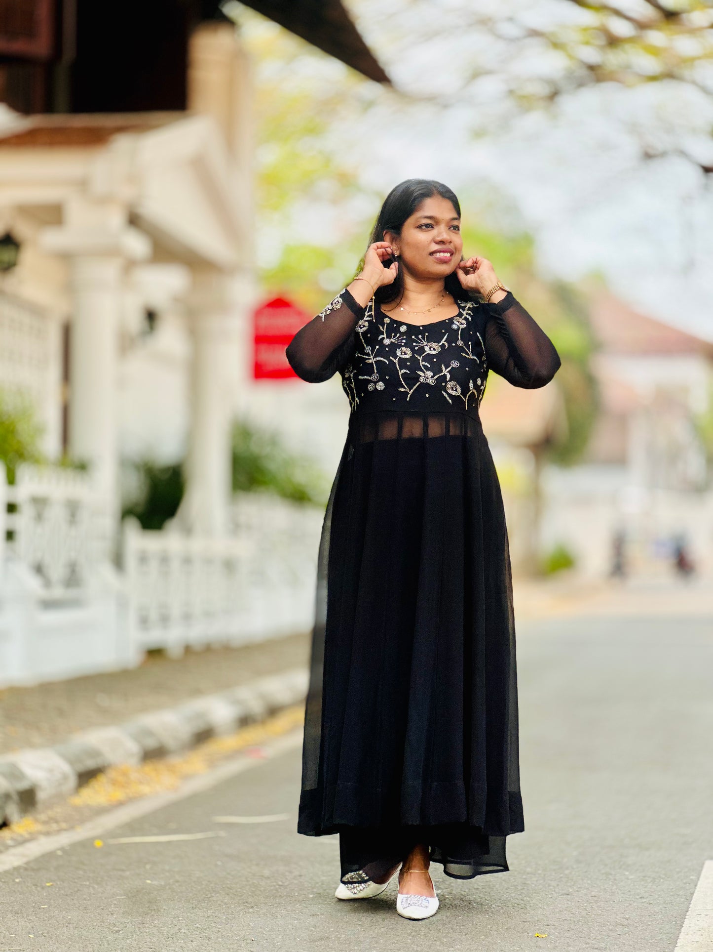 Black Handworked Anarkali
