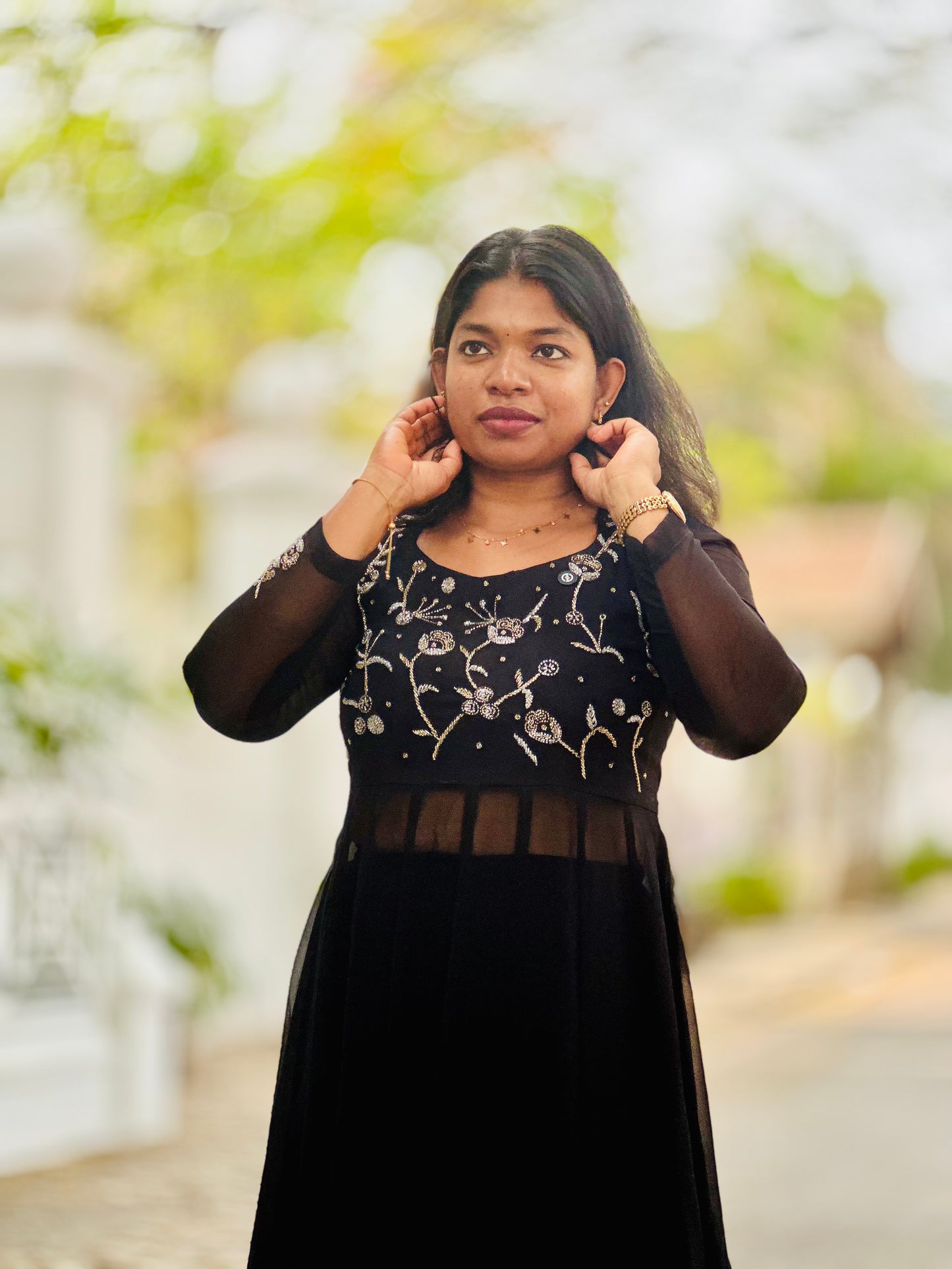 Black Handworked Anarkali