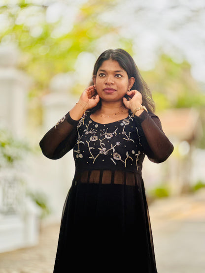 Black Handworked Anarkali
