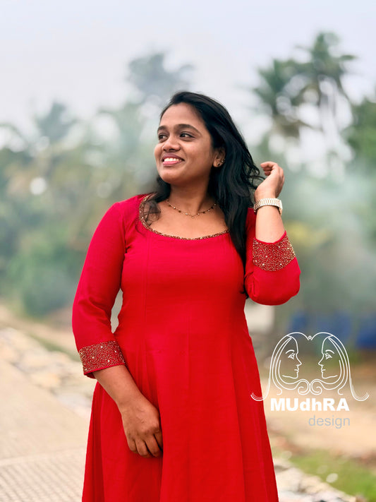 6 Panel Kurti Red Christmas Special