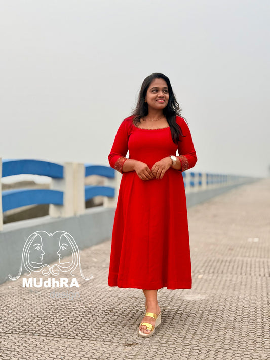 6 Panel Kurti Red Christmas Special