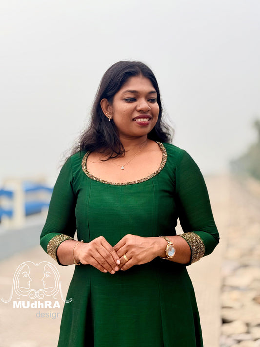 6 Panel Kurti Green Christmas Special