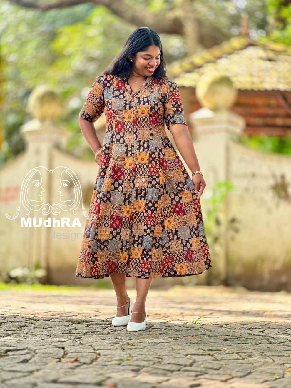 Cotton 6 Panel Frock - Handcrafted Ethnic Wear | Mudhra Design