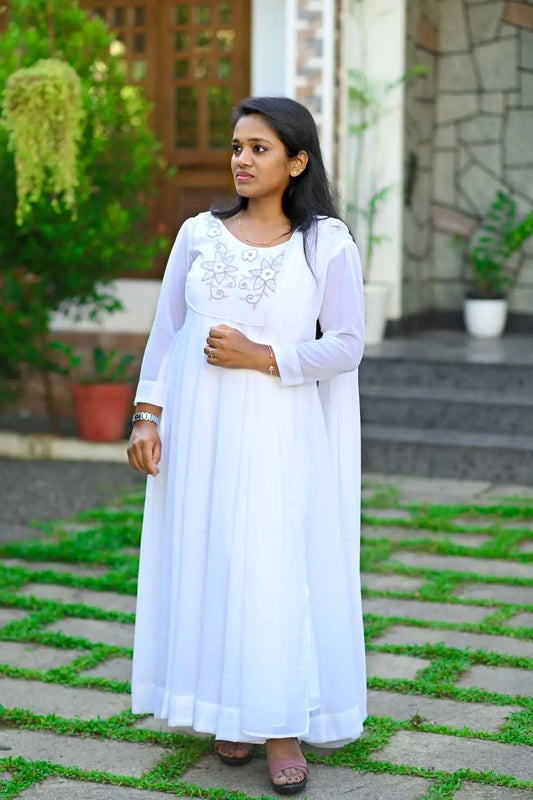 12 PANEL KURTI WITH DUPATTA-WHITE