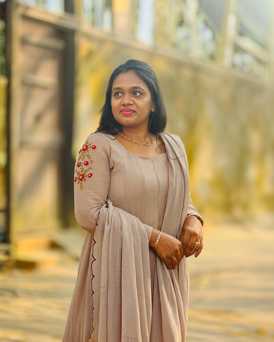 Beige Anarkali Kurti