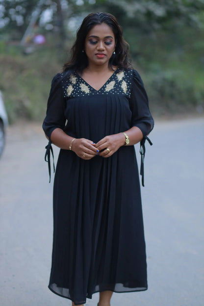 A Line with Side Gathers(Black)