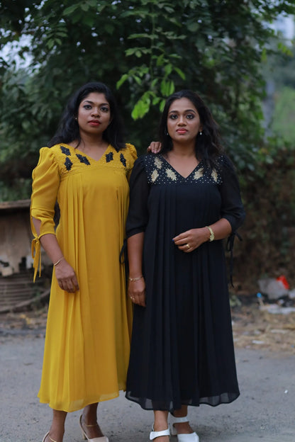 A Line with Side Gathers(Black)