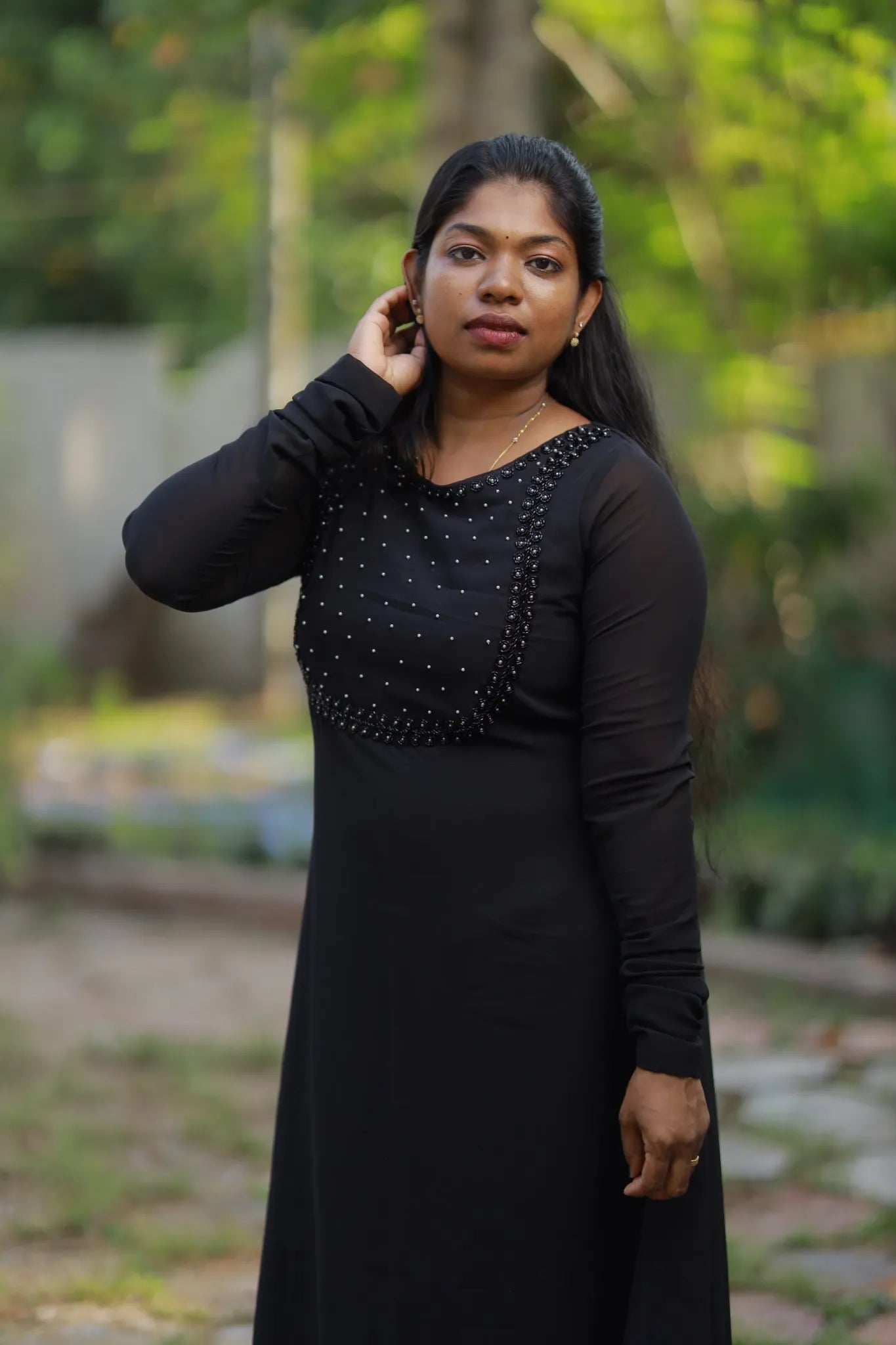 A line Kurti/Chudi Sleeve (Black)