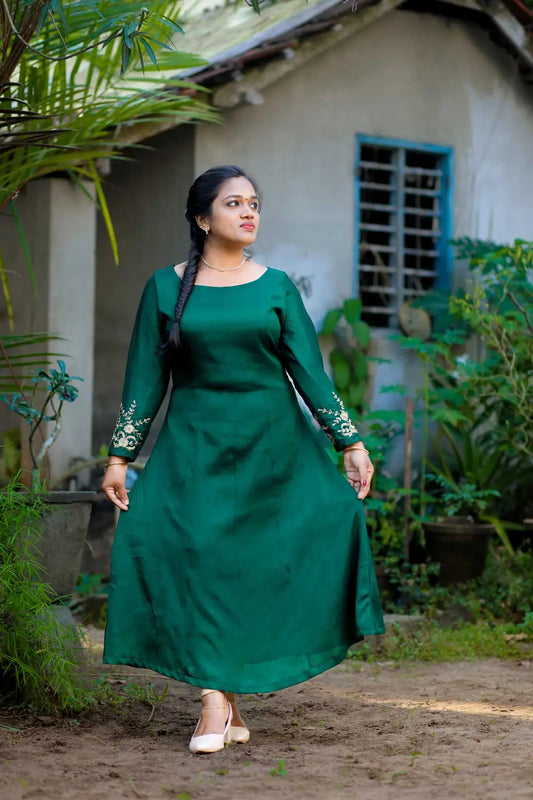 3 PANEL KURTI-DARK GREEN