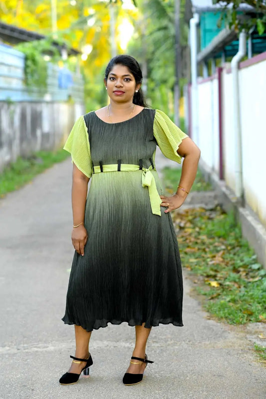 INDO WESTERN FROCK-PISTA GREEN
