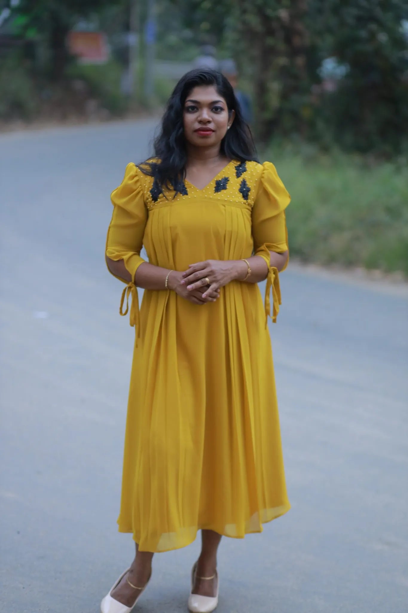 A Line with Side Gathers(MustardYellow)