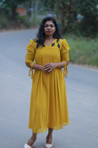 A Line with Side Gathers(MustardYellow)