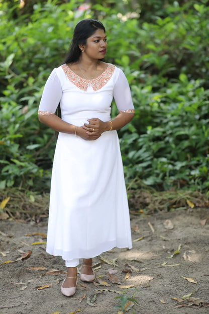 A LINE KURTI-PETER PAN COLLAR-WHITE
