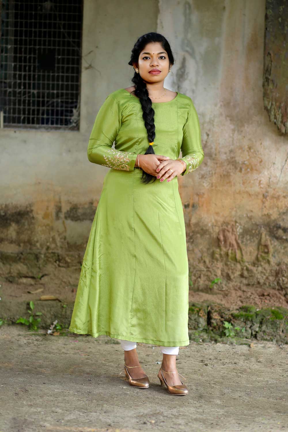 Buy Straight Cut Green Chinese Collar Neck Indian Kurti Tunic Online for  Women in USA